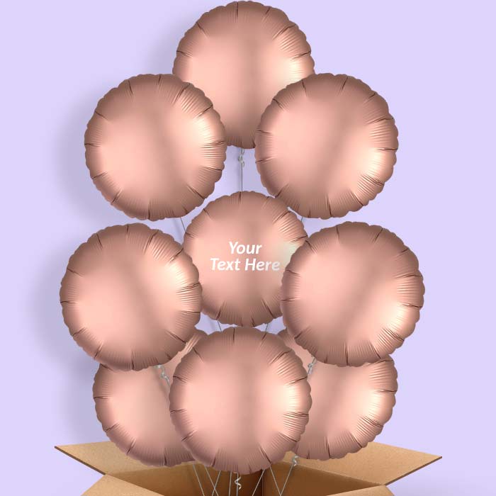 Rose Copper Satin Circle Helium Balloon in a Box - 9 Balloon | Party Save Smile