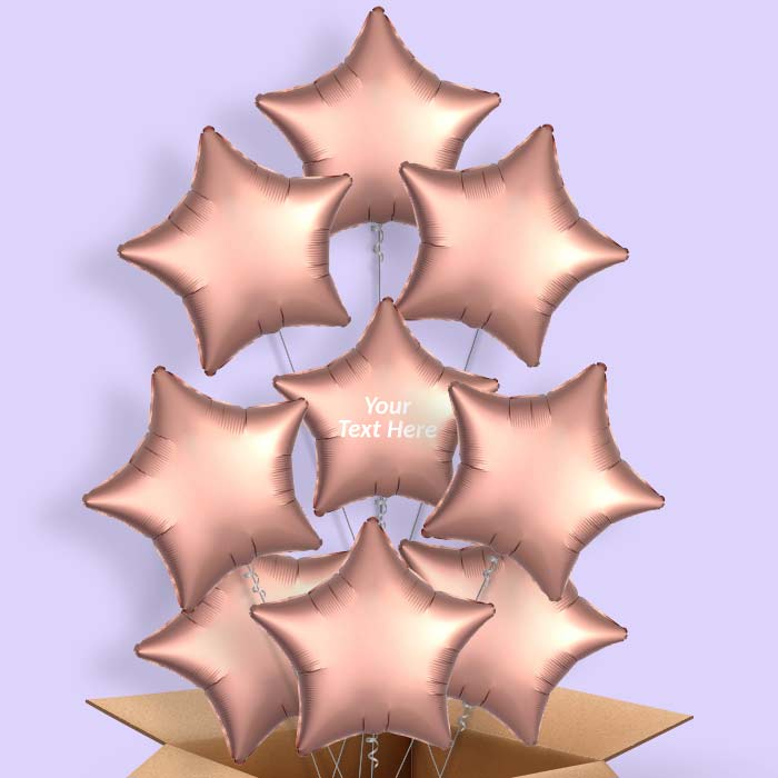 Rose Copper Satin Star Helium Balloon in a Box - 9 Balloon | Party Save Smile