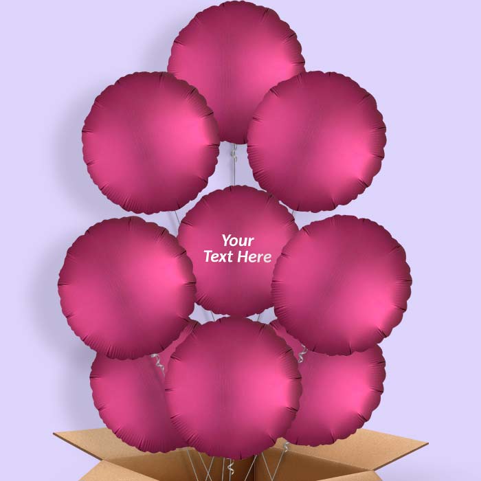 Personalisable Pomegranate Pink Circle Balloons in a Box - 9 Balloon | Party Save Smile