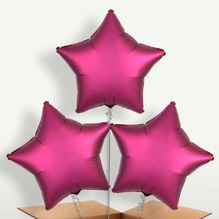 Hot Pink Star Balloon Bunches inflated with Helium | Party Save Smile