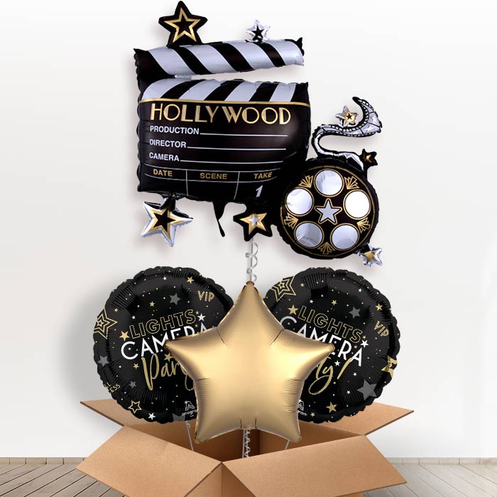 Lights Camera Action Helium Balloon in a Box-1 x Giant Balloon and 2 Themed Balloons and 1 Plain Balloon