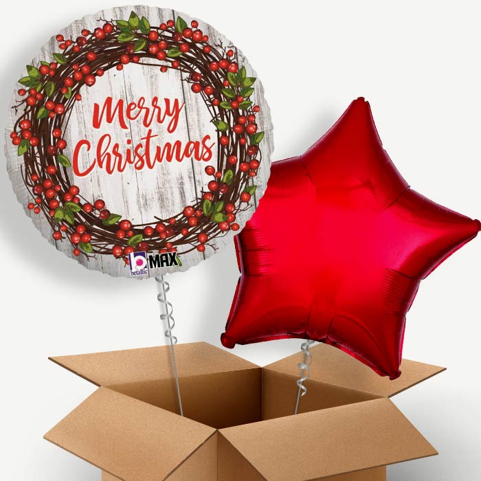 Rustic Merry Christmas Helium Balloon Couple | Party Save Smile