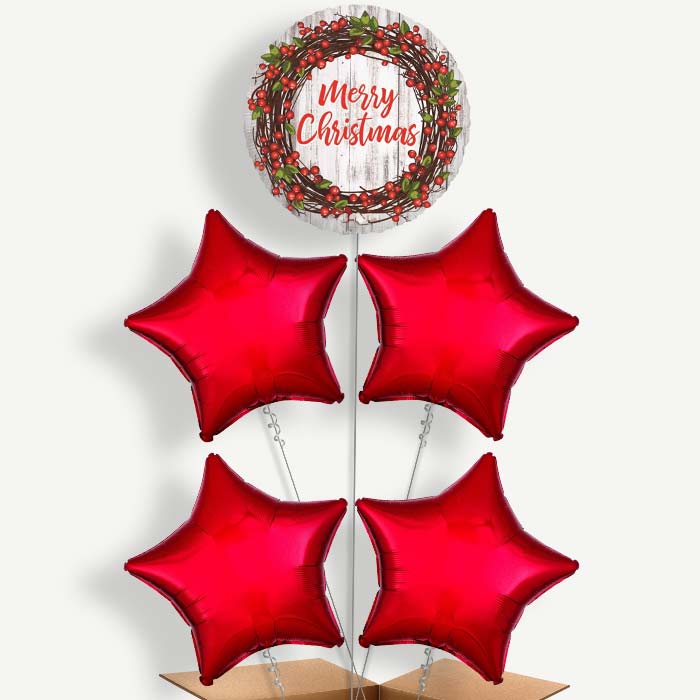 Rustic Merry Christmas Helium Balloon Cluster | Party Save Smile