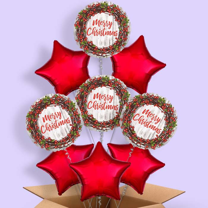Rustic Merry Christmas Helium Balloon in a Box - 9 Balloon | Party Save Smile