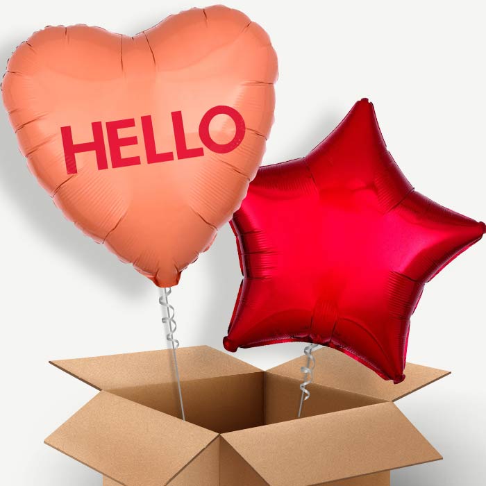 Hello Candy Heart Helium Balloon Pair | Party Save Smile