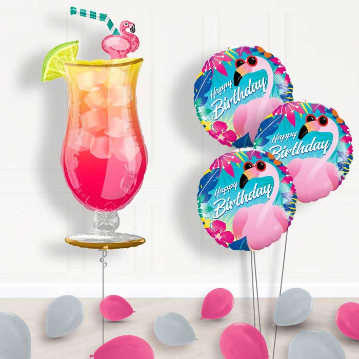 Birthday Tropical Cocktail Balloon Bouquet Delivery - Themed Bouquet and Latex | Party Save Smile