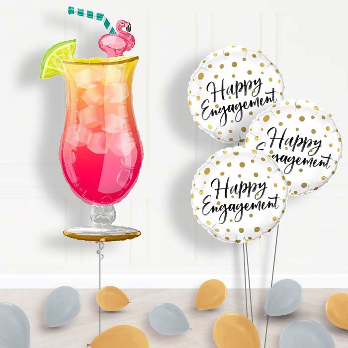 Engagement Tropical Cocktail Balloon Bouquet Delivery - Themed Bouquet and Latex | Party Save Smile