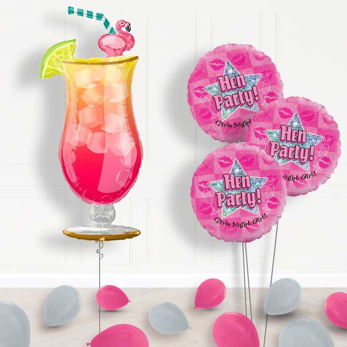 Hen Party Tropical Cocktail Balloon Bouquet Delivery - Themed Bouquet and Latex | Party Save Smile