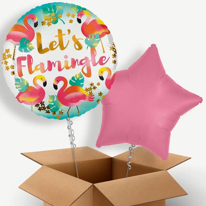 Flamingo (Flamingle) Helium Balloon Duo | Party Save Smile