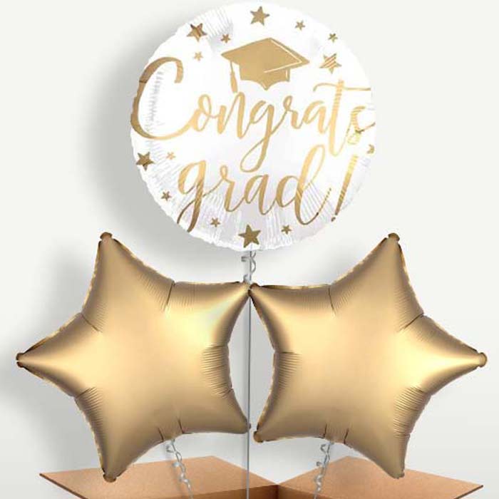 White Graduation Helium Bunch of Balloons | Party Save Smile