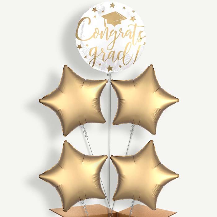 White Graduation Helium Balloon Cluster | Party Save Smile