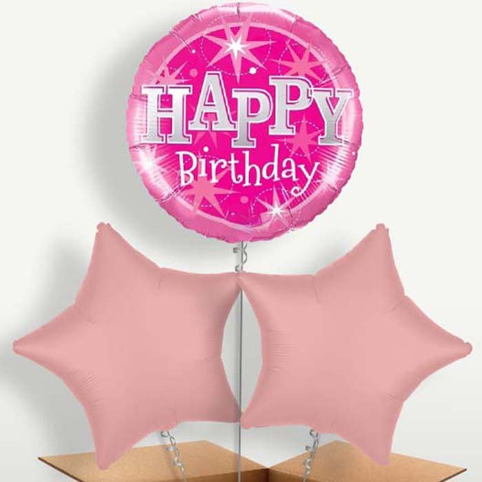 Sparkling Pink Birthday Helium Bunch of Balloons | Party Save Smile