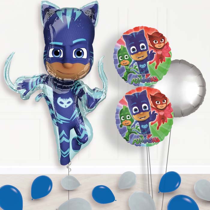 Giant Catboy PJ Masks Balloons Bouquet in a Box-Giant Balloon + 2 Themed Balloons + 1 Plain Balloon + Mini Balloons