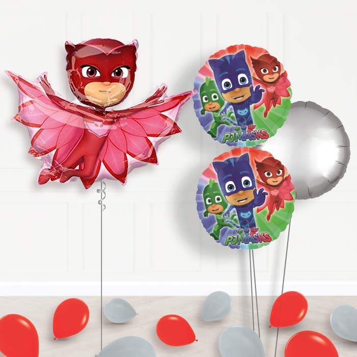 PJ Masks Owlette Inflated Helium Balloons Delivered-Giant Balloon + 2 Themed Balloons + 1 Plain Balloon + Mini Balloons