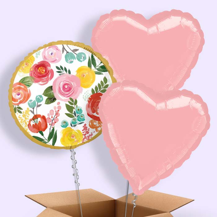 Colourful Flowers Helium Balloon in a Box - 3 Balloon | Party Save Smile