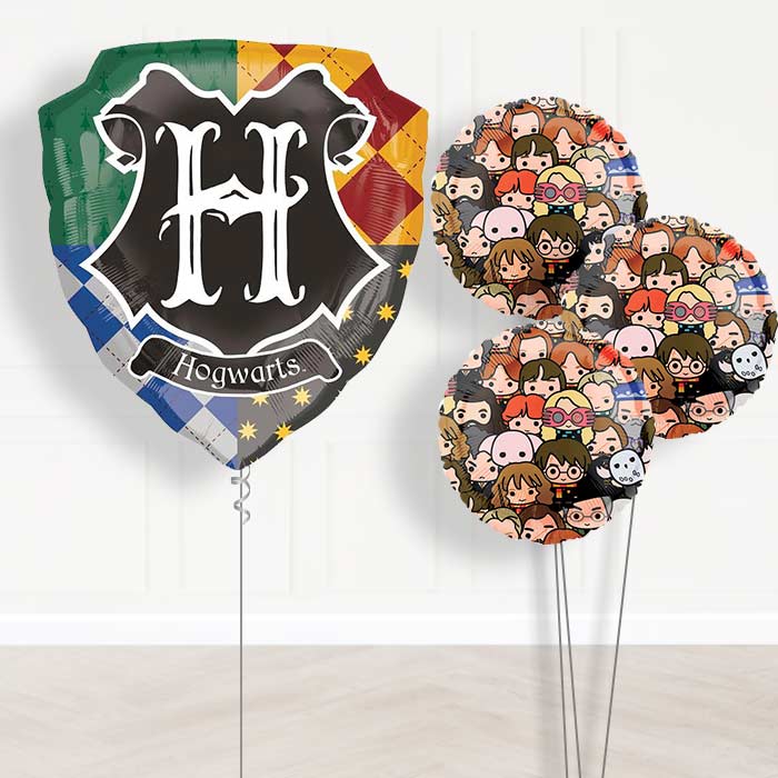 Giant Hogwarts Harry Potter Helium Balloons in a Box Gift - With 3 Themed Balloons | Party Save Smile