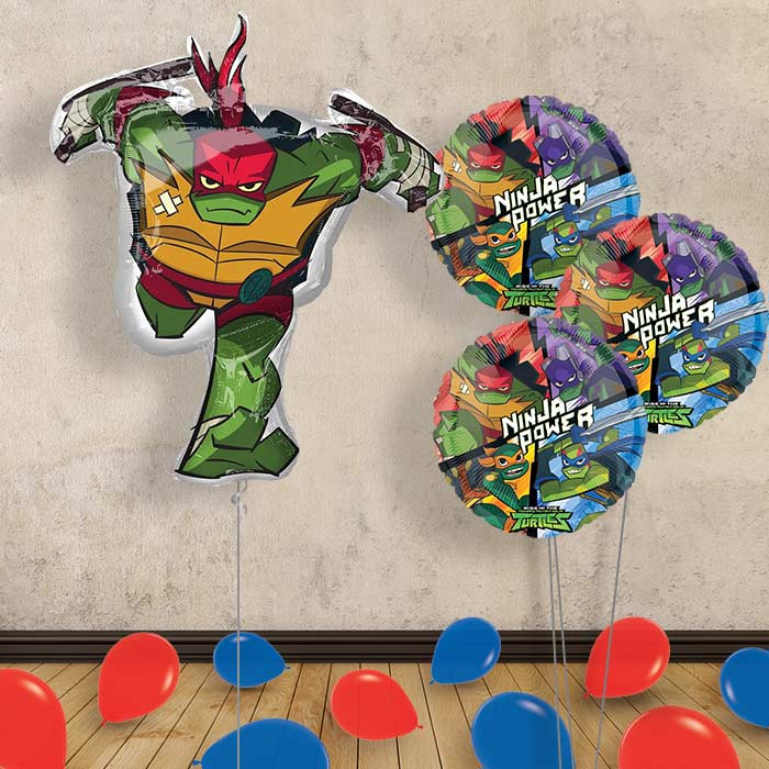 TMNT Raphael Inflated Helium Balloons Delivered - Themed Bouquet and Latex | Party Save Smile