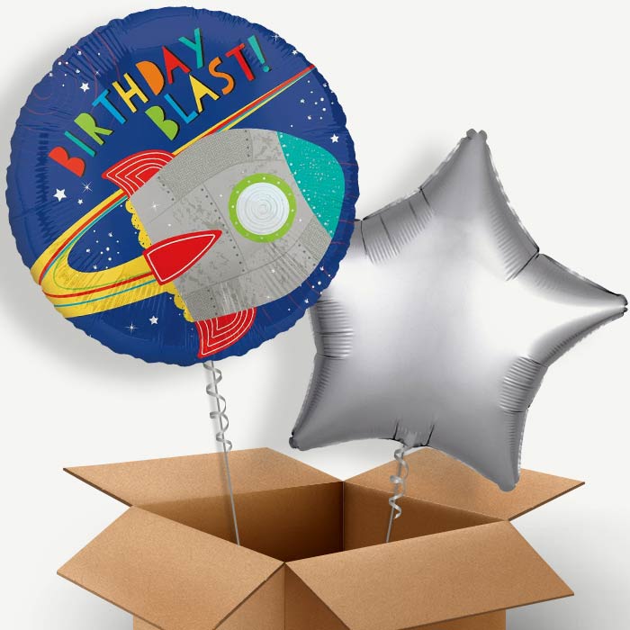 Space Rocket Birthday Helium Balloon Couple | Party Save Smile