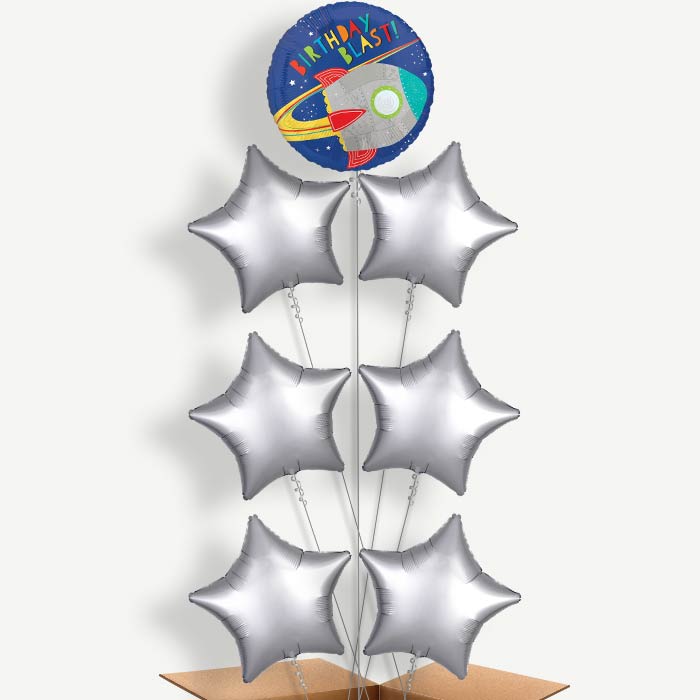 Space Rocket Birthday Helium Balloon Arrangement | Party Save Smile