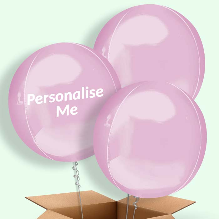 Trio of Baby Pink Orbz Helium Balloons