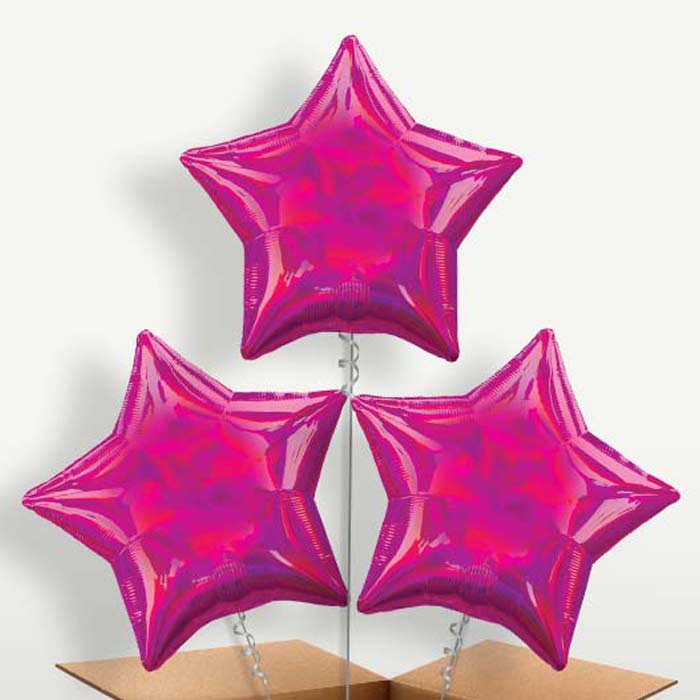 Hot Pink Iridescent Star Balloon Bunches | Party Save Smile