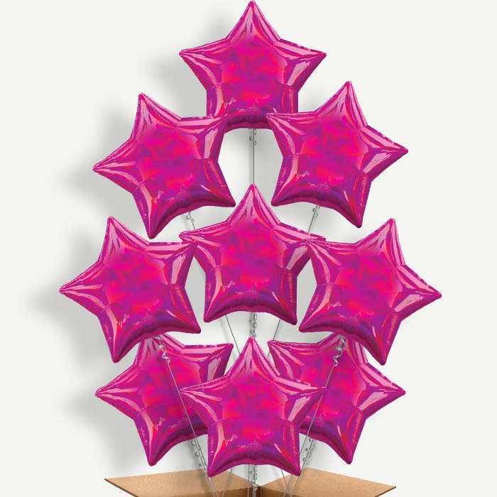 Hot Pink Iridescent Star Helium Balloon Bundle | Party Save Smile