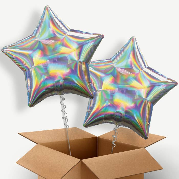Iridescent Star Helium Balloon Pair | Party Save Smile