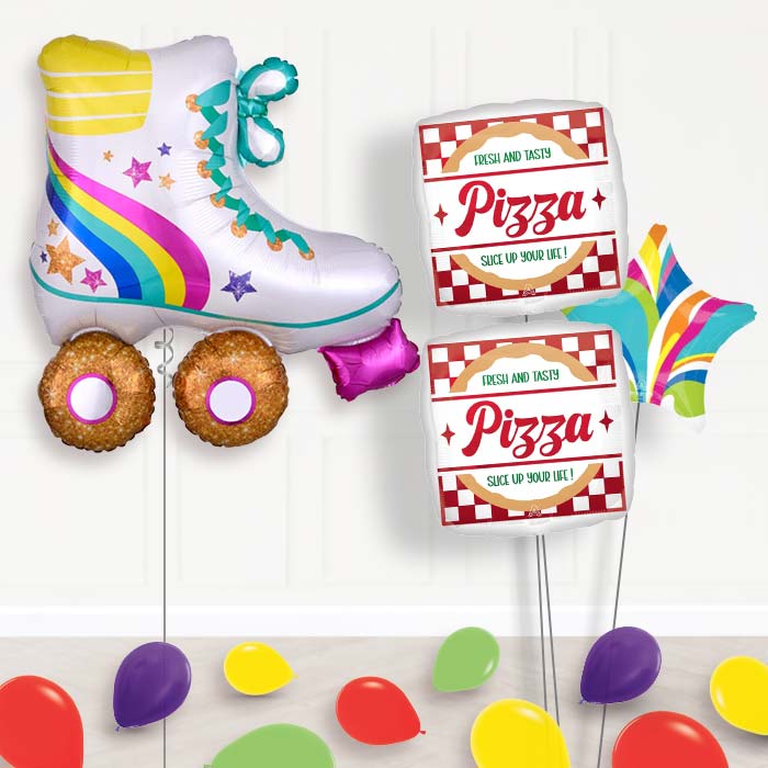 Inline Roller Skate Balloon Bouquet Delivery-Giant Balloon + 2 Themed Balloons + 1 Plain Balloon + Mini Balloons