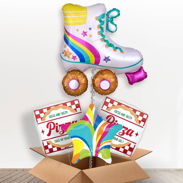 Inline Roller Skate Helium Balloon in a Box-1 x Giant Balloon and 2 Themed Balloons and 1 Plain Balloon