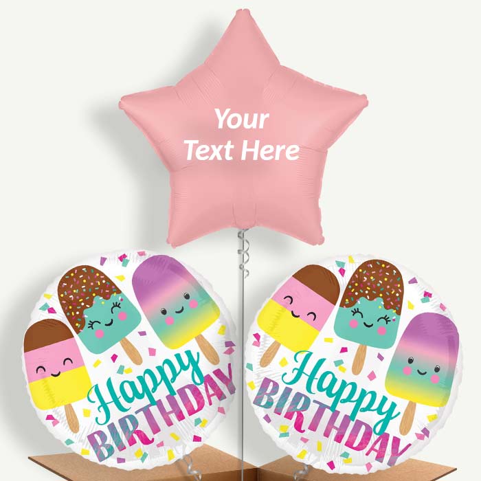 Personalisable Ice Cream Happy Birthday Helium Balloons | Party Save Smile
