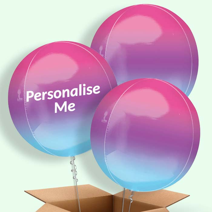 Trio of Purple & Blue Orbz Helium Balloons