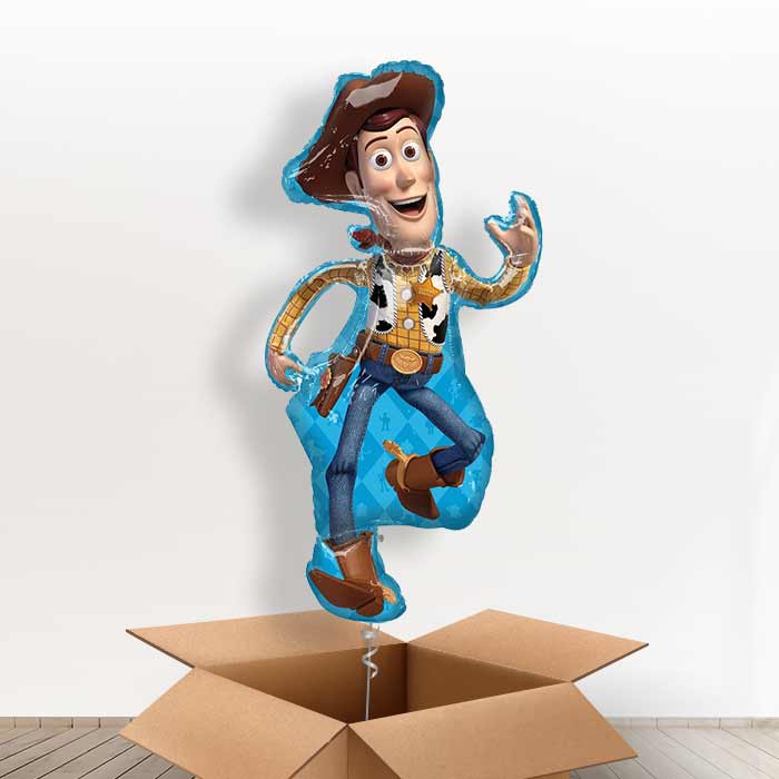 Giant Woody Helium Balloon in a Box - Toy Story Gift - With 3 Themed Balloons | Party Save Smile