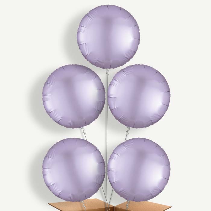 Pastel Lilac Purple Satin Circle Helium Cluster Balloons | Party Save Smile