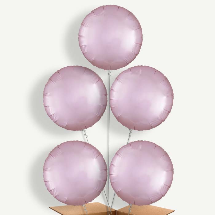 Pastel Pink Satin Circle Helium Cluster Balloons | Party Save Smile