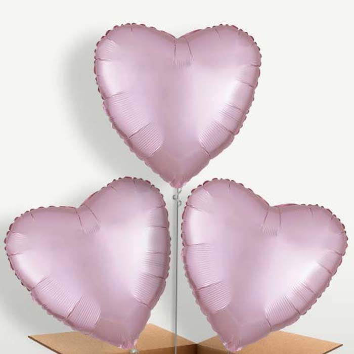 Pastel Pink Satin Heart Balloon Bunch | Party Save Smile