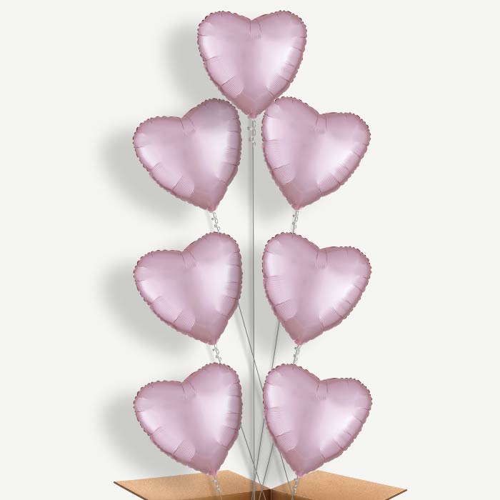 Pastel Pink Satin Heart Helium Balloon Arrangement | Party Save Smile