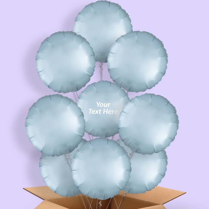Pastel Blue Satin Circle Helium Balloon in a Box - 9 Balloon | Party Save Smile