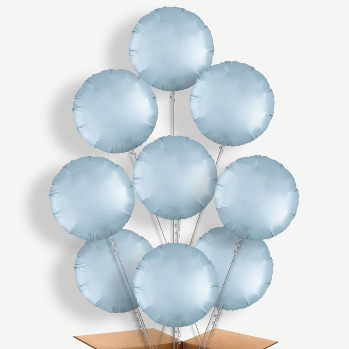 Pastel Blue Satin Circle Helium Balloon Bundle | Party Save Smile