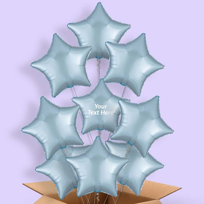 Pastel Blue Satin Star Helium Balloon in a Box - 9 Balloon | Party Save Smile