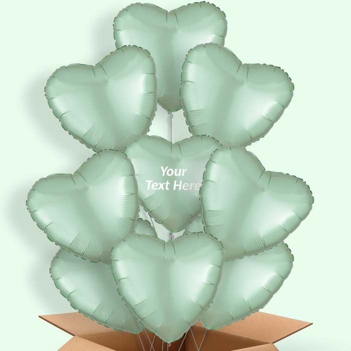 Mint Green Satin Heart Helium Balloon in a Box - 9 Balloon | Party Save Smile