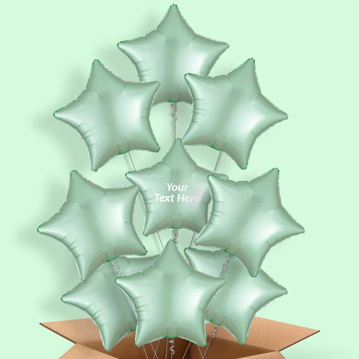 Mint Green Satin Star Helium Balloon in a Box - 9 Balloon | Party Save Smile