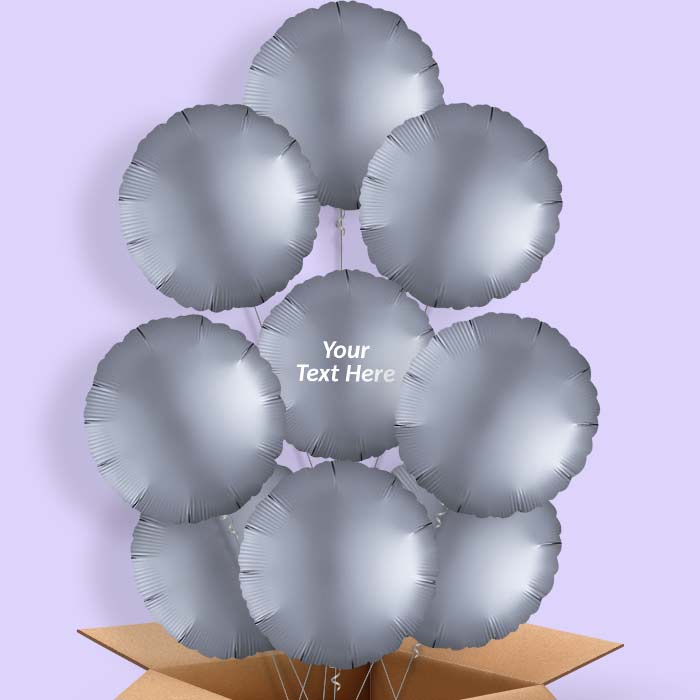 Graphite Grey Satin Circle Helium Balloon in a Box - 9 Balloon | Party Save Smile
