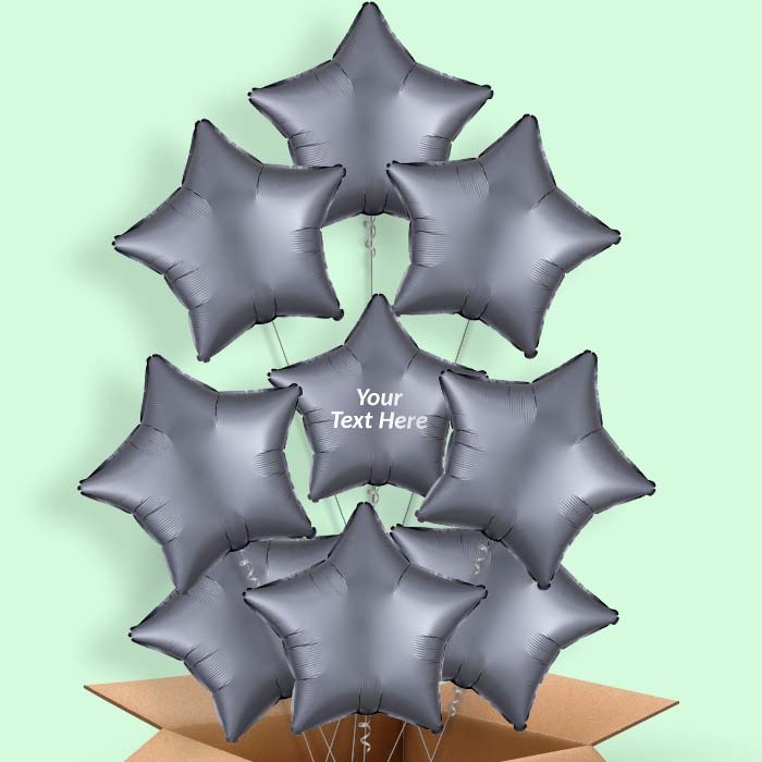 Graphite | Grey Satin Star Helium Balloon in a Box - 9 Balloon | Party Save Smile