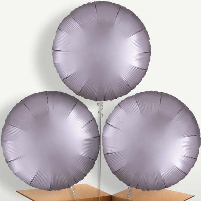 Greige Grey Satin Circle Trio Balloon Bunch | Party Save Smile