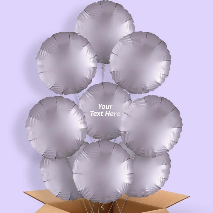 Greige | Grey Satin Circle Helium Balloon in a Box - 9 Balloon | Party Save Smile