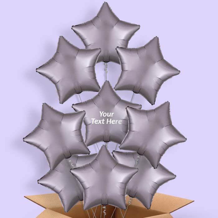 Greige | Grey Satin Star Helium Balloon in a Box - 9 Balloon | Party Save Smile
