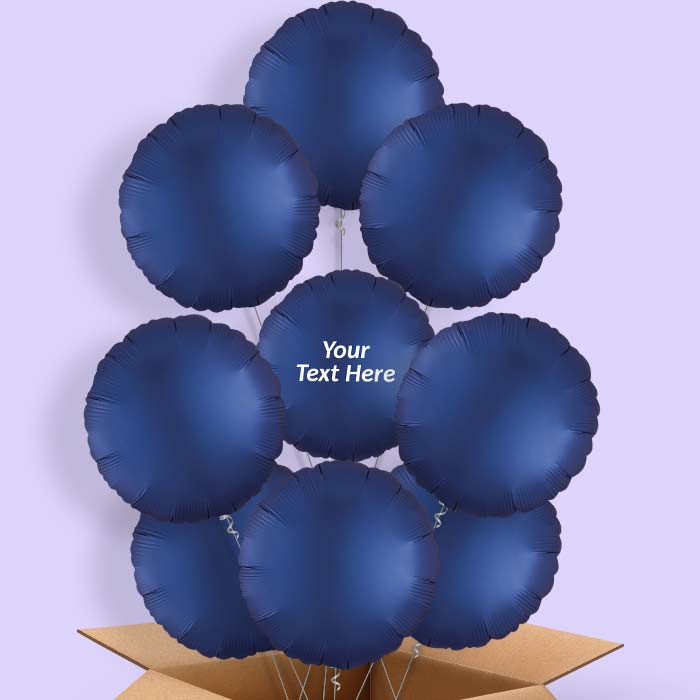 Navy | Dark Blue Satin Circle Helium Balloon in a Box - 9 Balloon | Party Save Smile