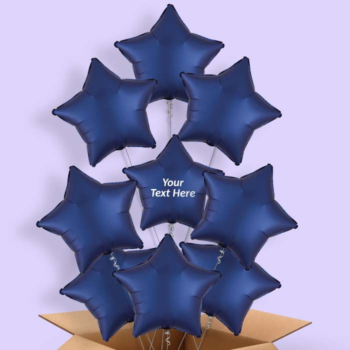 Navy Dark Blue Satin Star Helium Balloon in a Box - 9 Balloon | Party Save Smile