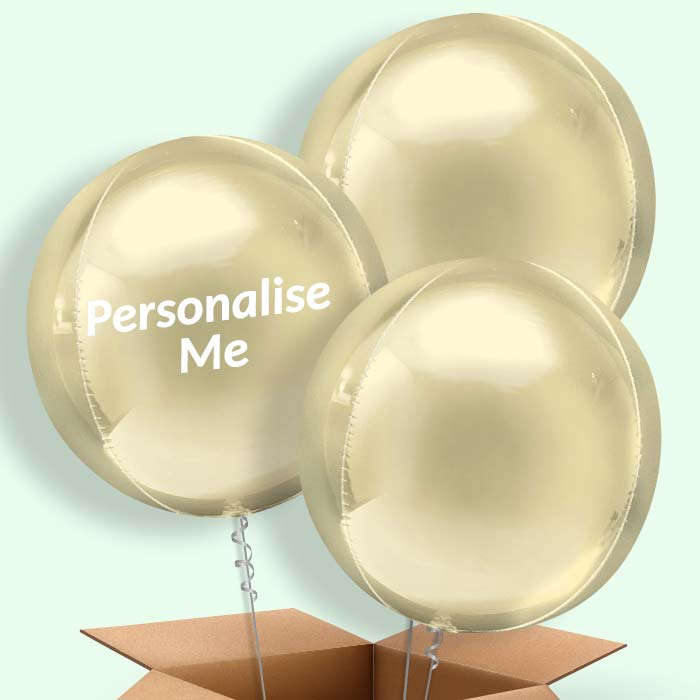 Trio of Pastel Yellow Orbz Helium Balloons