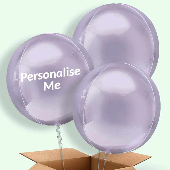 Trio of Pastel Lilac Orbz Helium Balloons
